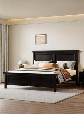 古风全实木床家用法式复古黑色次卧儿双童床中美式米PRY人主卧大