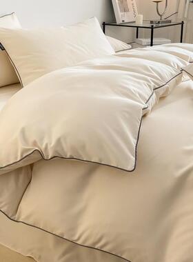 民宿酒床上品四件套白色床单被店套宾馆风床笠三件套用带被94113