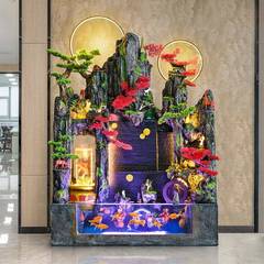 幕墙流水屏风客厅落地养鱼缸办公水室玄关装风墙假山水饰喷泉VSE