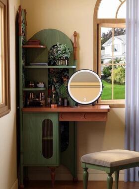 法式复古梳小妆台妆户型转斗角梳妆台柜一体中古BBR风收纳置物架