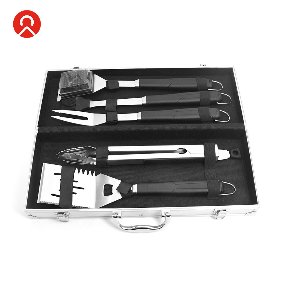 亚马逊 铝箱3/5/6件套烤具 BBQ Tools烧烤用具套装 户外烤具