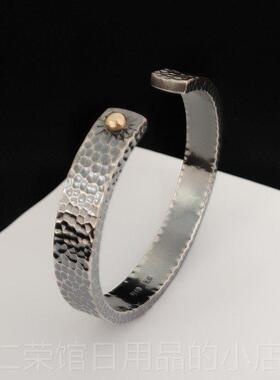 正品古董旧平锤印刷锤标志99银手纯炼手工原版银纯手雪炼丽江花银