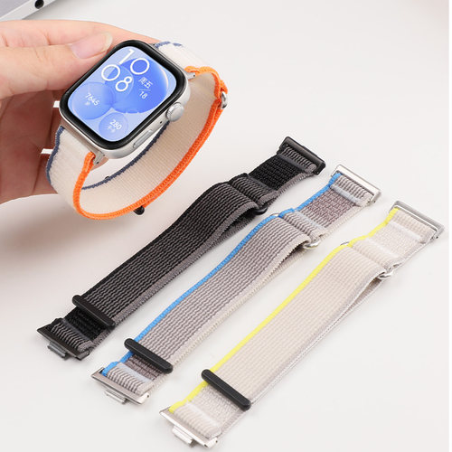 适用于华为fit5 5pro手表表带FIT4 4pro/fit3擎云H3540编织魔术贴尼龙野径回环腕带watch透气男女配件可水洗