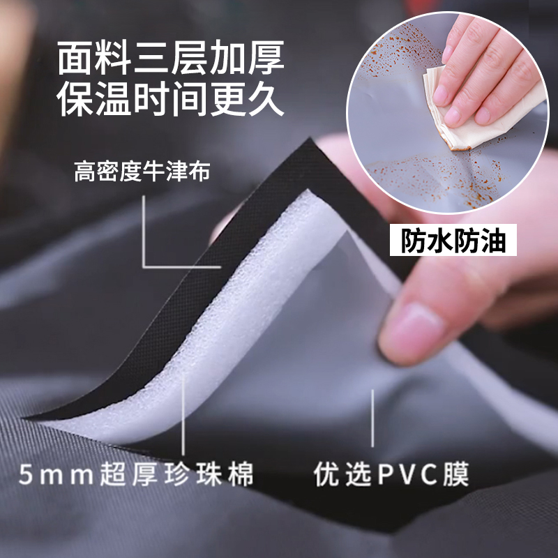 便当包上班带饭保温保冷加厚饭盒袋子拉链款便携大容量外出野餐包