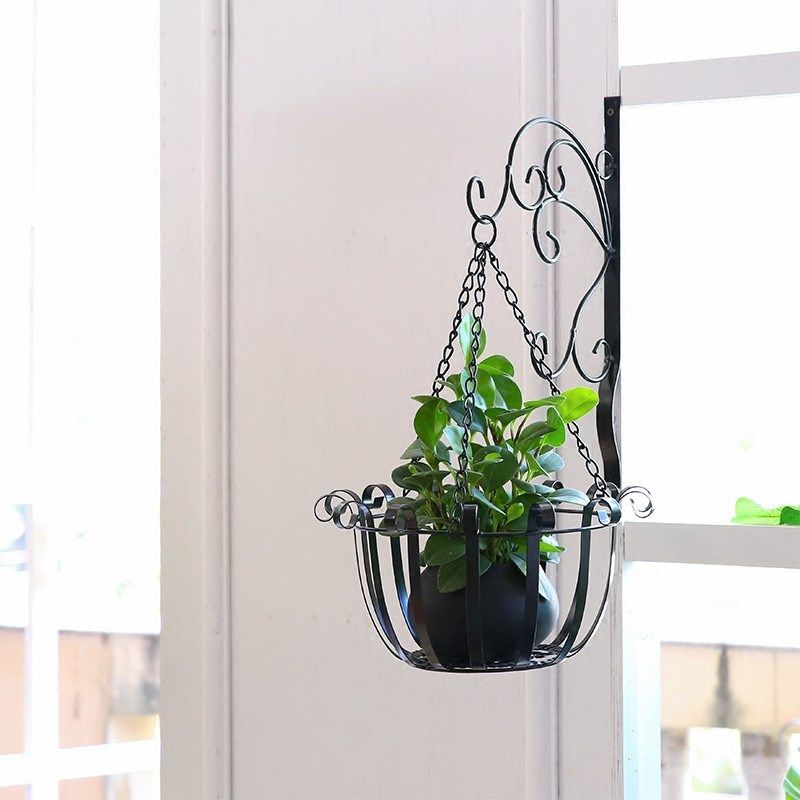 阳台挂篮铁艺栏杆花架悬挂式花篮挂式花盆挂钩花盆创意圆形花架子