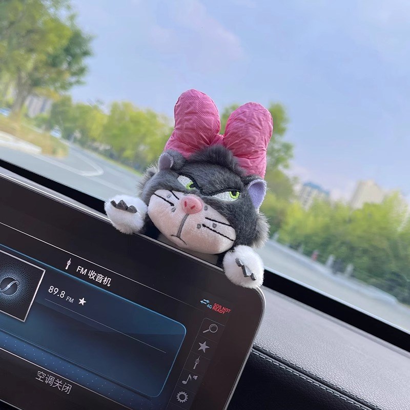 路西法猫咪车载中控屏幕装饰摆件车载后视镜装饰玩偶公仔车内饰品
