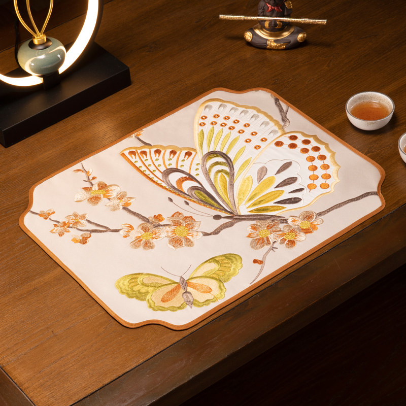 餐垫茶席隔热垫防滑茶杯垫高级感仿真丝餐桌防烫垫古典花瓶垫定制