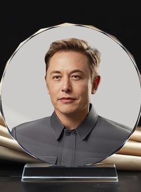 埃隆马斯克中山装画像水晶摆件办公桌家居装饰摆台商务工艺品定制