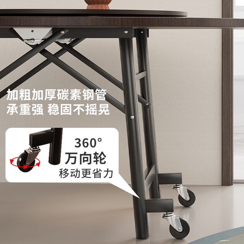 折叠桌餐桌家用小户型饭桌出租房简易吃饭桌子转盘大圆桌10人