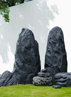 仿真石头造景假山石刻字园林景观售楼部庭院橱窗装饰造景软装摆件