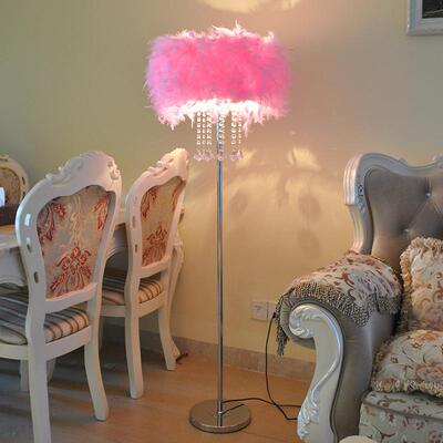 婚庆床头落地欧式卧室客厅水E晶LD遥直65003控调光红播羽网毛落地