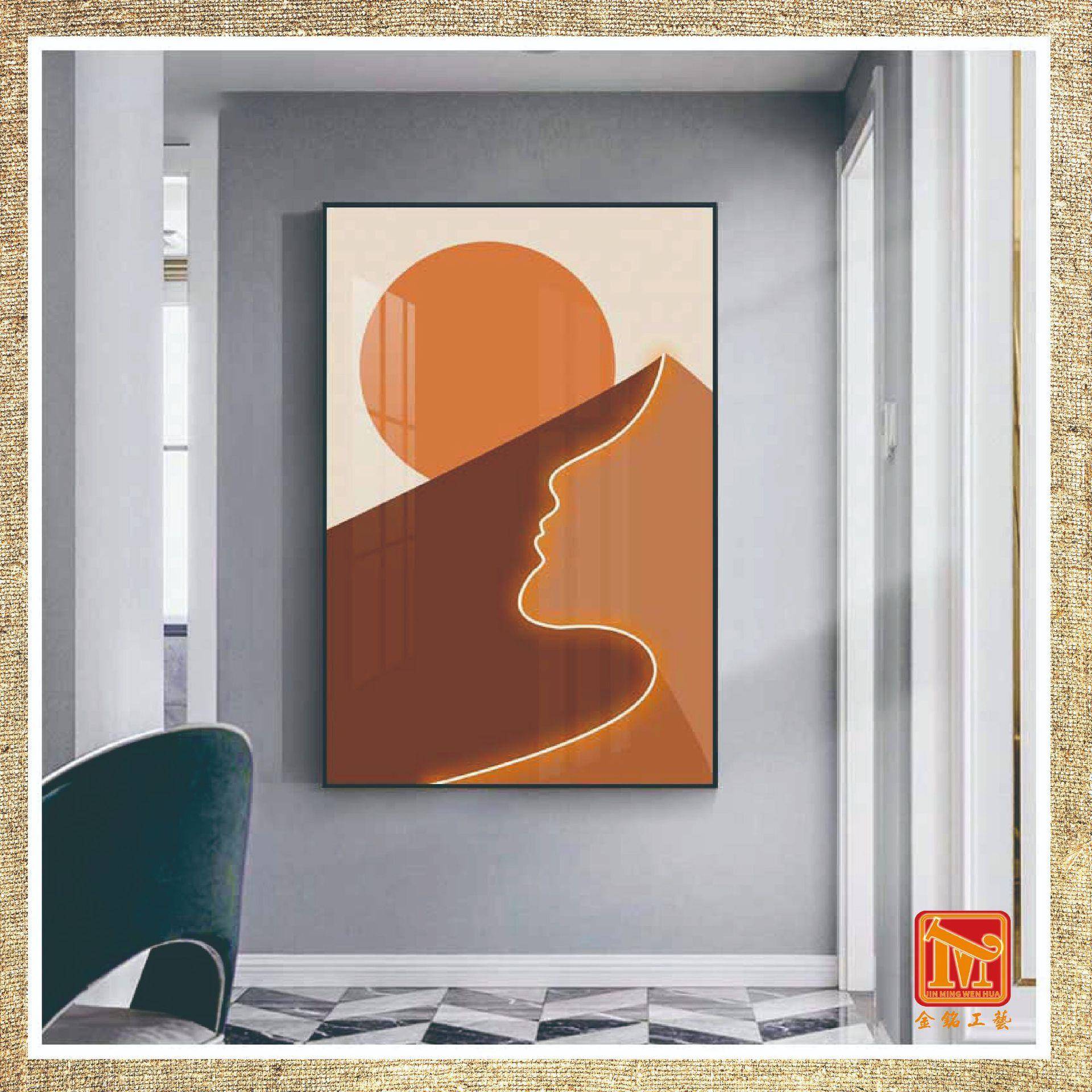 代简约暖色头光影人物客厅现床书房壁挂画极简抽象画治愈系光轻奢