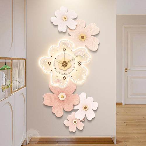 奶油风入户门关装350421-2饰画带钟表廊挂墙花玄走过道挂画卉创意