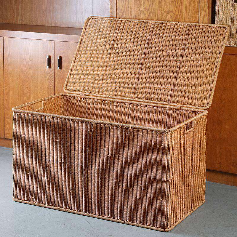 收纳棉箱大号家用衣无品牌/服储物箱塑料被仿藤编特织整理箱大容