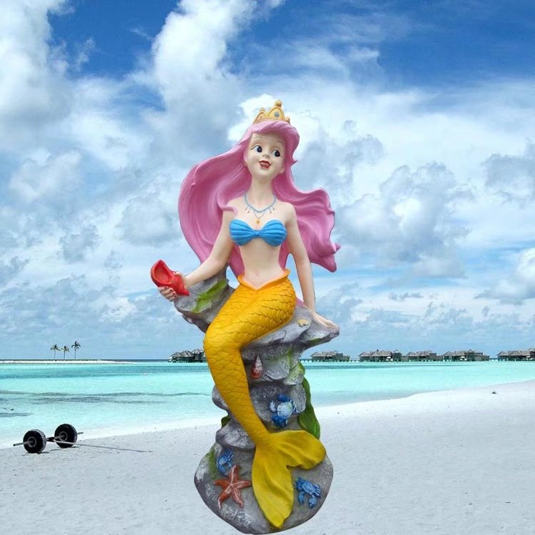 玻璃钢美人鱼海洋主题落地雕塑