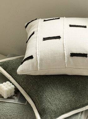 代约靠美式家居客厅沙发包靠垫XJH灰简绿色抱枕棉麻in现s风床头靠