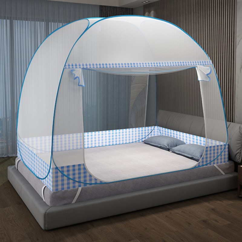 蚊帐蒙古包免安装家用1.5m双人1.8学生宿舍单人1.2米有底拉链蚊帐