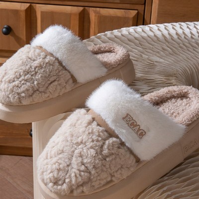 厚底棉拖鞋女款2025新款秋冬季室内家居毛绒绒柔软保暖防滑棉拖男