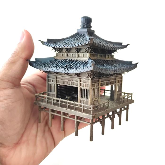 中式桌面装饰摆饰假山石盆景鱼缸建筑凉亭模型国风居室玄关微景观