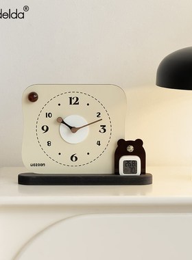 满得达奶油风高档客厅办公室座钟摆件玄关高级感小众创意装饰品