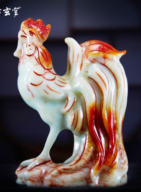 古玄空2023新款岫玉公鸡家居鸡摆件玄关客厅办公室卧室衣柜装饰物