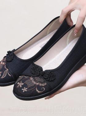 正品老北京布鞋春女鞋软底防滑老太奶太鞋秋老年人底舒适大骨脚平