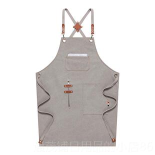 正品帆中餐厅同款布防水围裙店定制LOGO印字啡师咖奶茶酒吧餐厅工