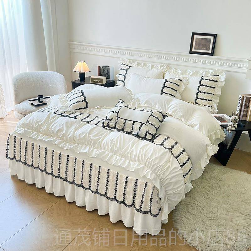 正品秋冬磨毛1.8x2床2m裙四件套被套轻奢风简.约罩加厚2床024新款