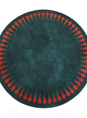 正品周末派形绿色奢风地毯现简约圆地垫nis卧室床边轻客厅书桌高
