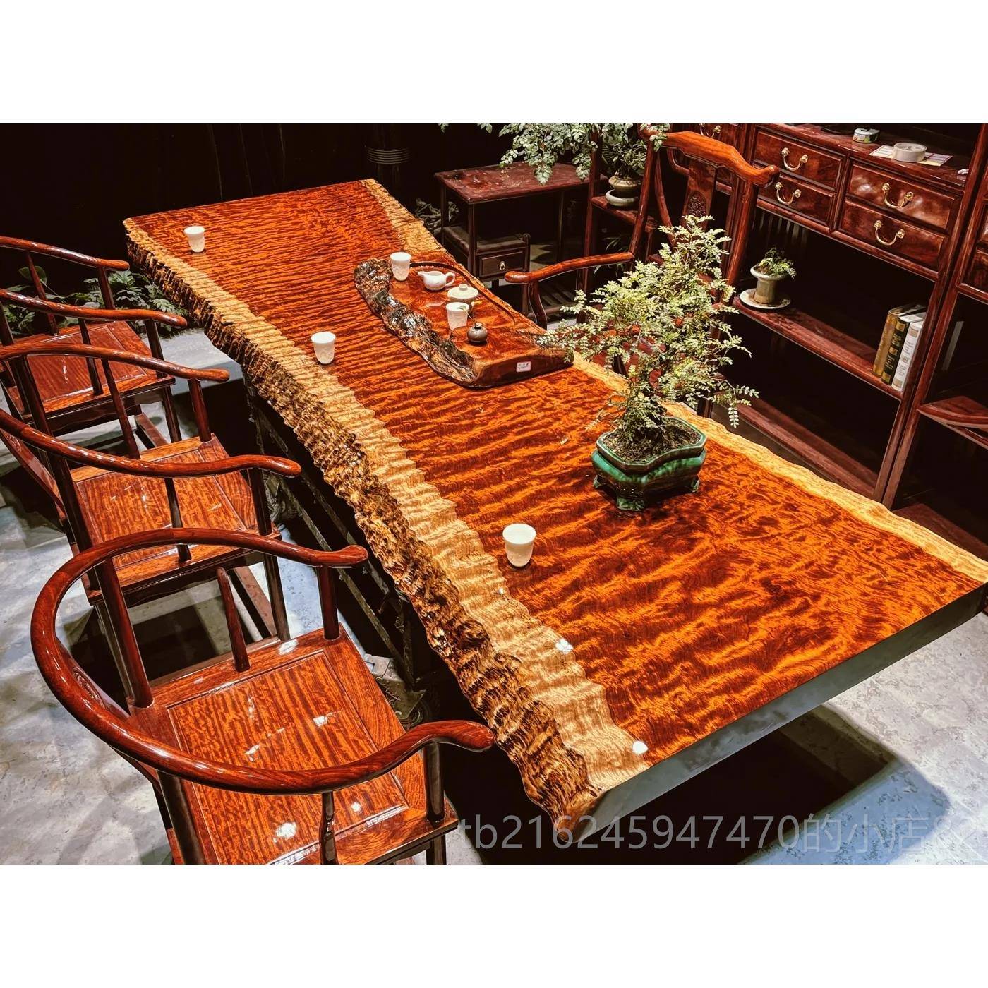 高档南美胡桃木大实木原木板茶板工台坎黑檀画案茶作桌奥茶台办公