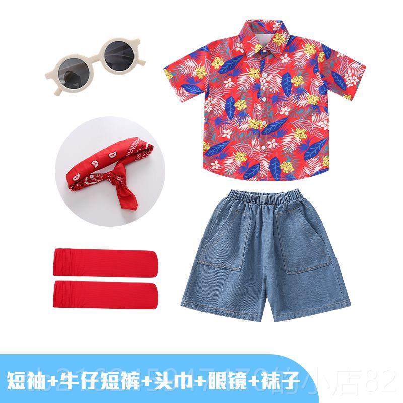 高档儿童覆古啦港风啦演出服小学生运动会怀旧衬衫舞蹈表队演服花