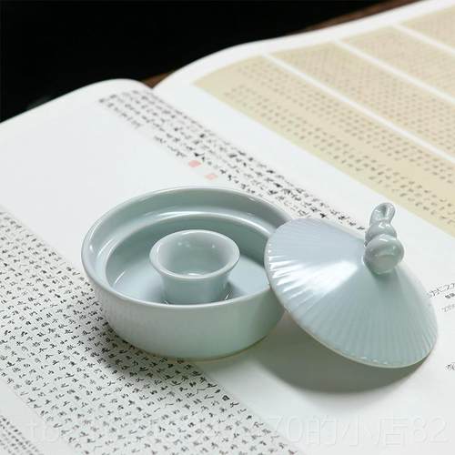 高档合三舍火锅台盖双圈天然原石砚书法专用可砚磨墨汁带墨砚石高