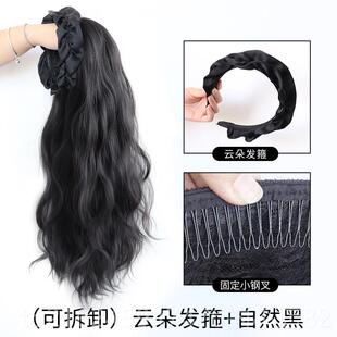 高档懒发箍假发一发体女 网红时尚羊毛卷长人半头套长卷发全中头