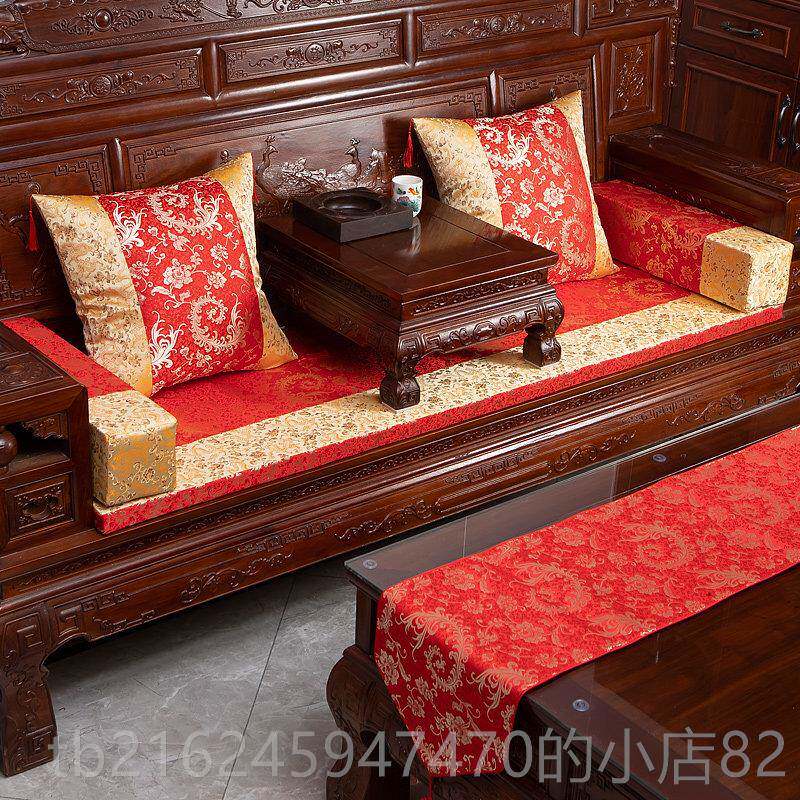 高档定做古实木中式古典红仿木家具沙发坐垫垫绸缎椅廷象宫头飘窗