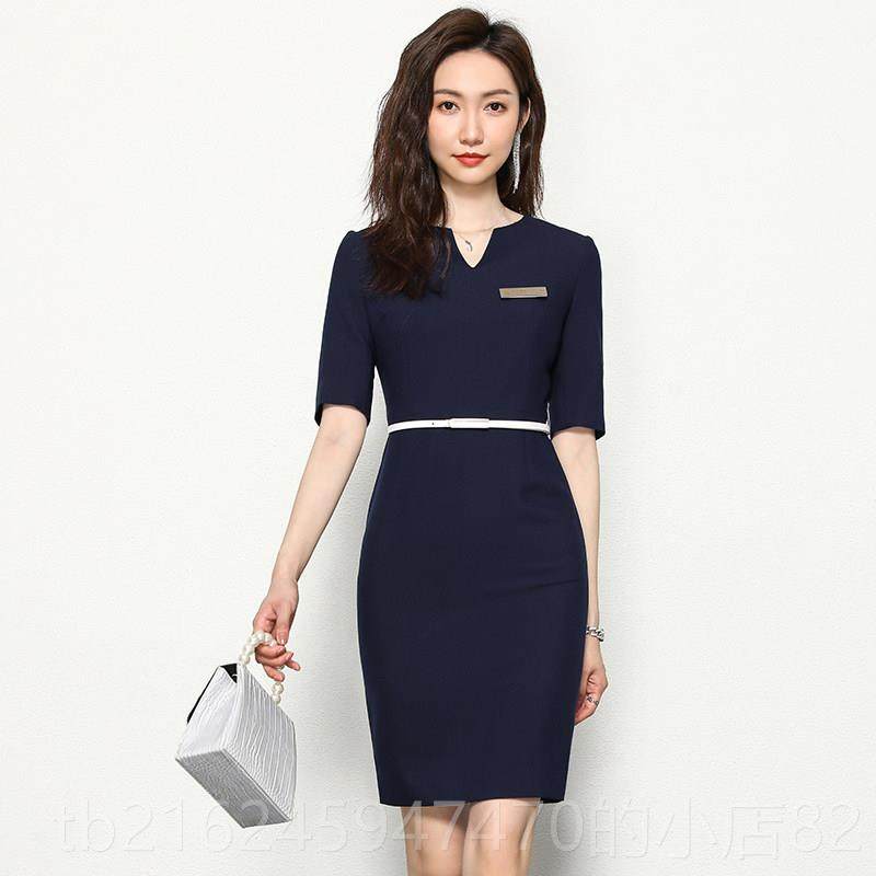 高档25年春夏空姐制服0职业装气质长袖连衣裙美容院楼部正2装工售