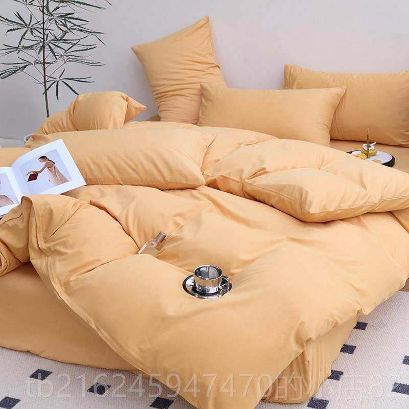 高档嫁床品上用大红色结婚四件套纯全棉婚庆床单被套纯色被罩床喜