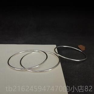 高档秋叶心夏花纯手镯银女《归原古》999足银素面闭口法细镯子实