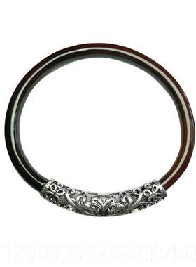 正品西藏天正品血藤然手镯女吊坠款男藏银铃镯情侣民族风木质鸡饰