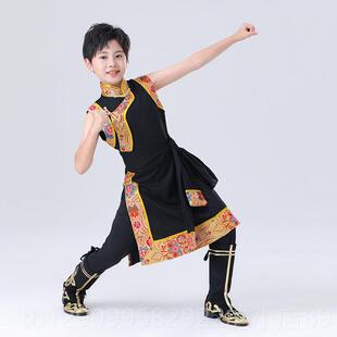 正品夏季藏族舞蹈服装男古儿童演出服民族成人练习考艺童装藏舞西