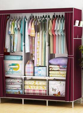 易衣柜双型人衣橱钢架组装布衣柜储物柜宿挂舍VDC收纳柜经济衣简