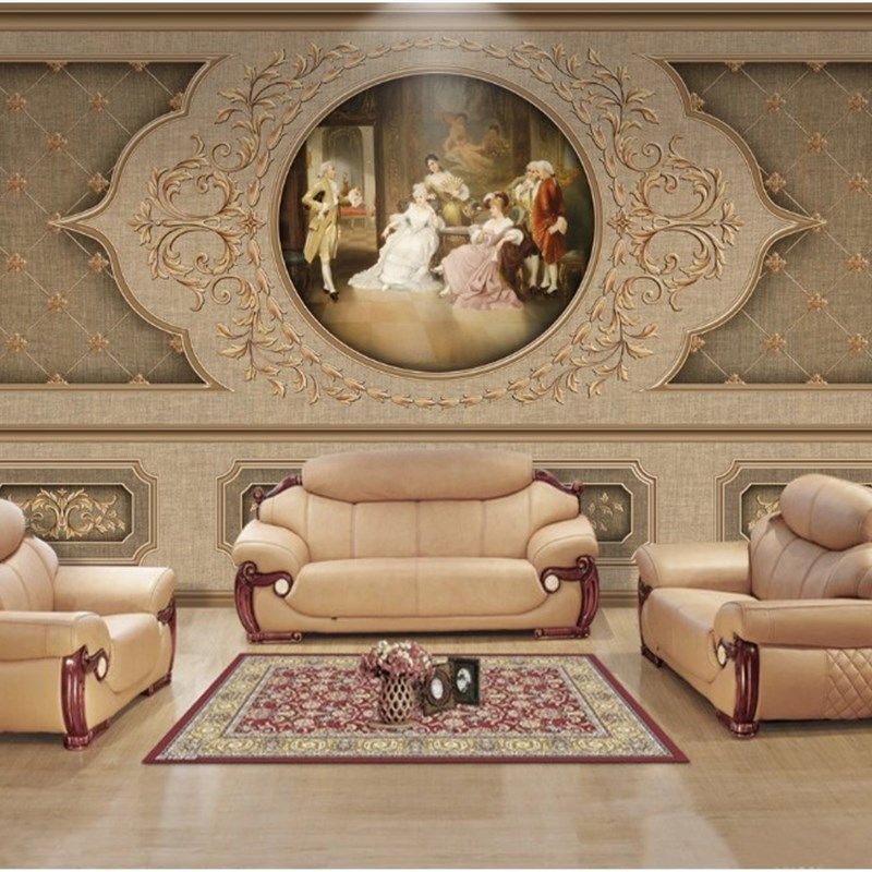 X0863欧式电视背景墙护板雕花软包复古艺术豪华客厅沙发电视墙壁