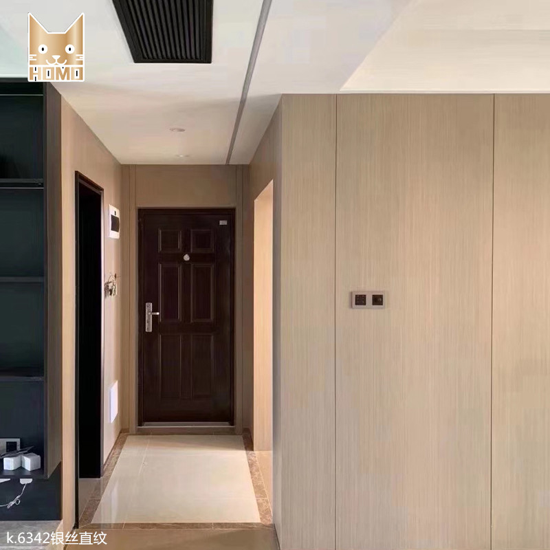 银丝实木贴皮板涂装板科技木装饰板科定KD梵品背景墙免漆木饰面板