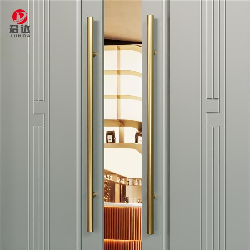 极简无框钢化玻璃门长拉手不锈钢实木大门把手金黑色高档商酒店铺