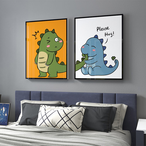 儿童房间布置墙壁面贴纸宝宝男孩卧室床头书桌恐龙装饰挂画件创意