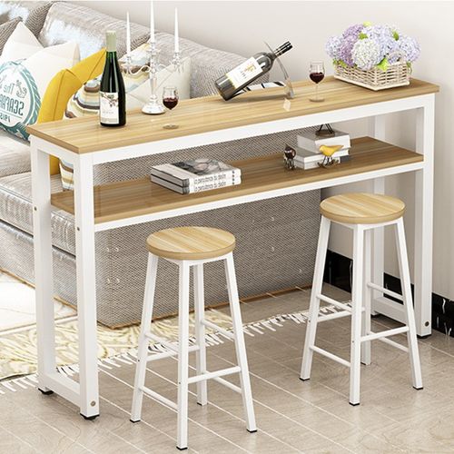 靠墙吧台桌家用阳台窄细双层桌子隔断休闲小桌奶茶店酒吧台高脚桌