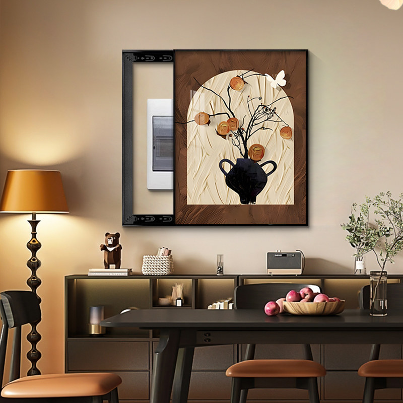 法式中古风电表箱装饰画竖款2024新款遮挡强弱配电箱盒挂画免打孔