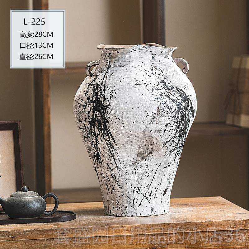 高档景德镇复古陶瓷朴瓶侘寂工粗陶罐手民宿酒店花茶室摆件禅意古
