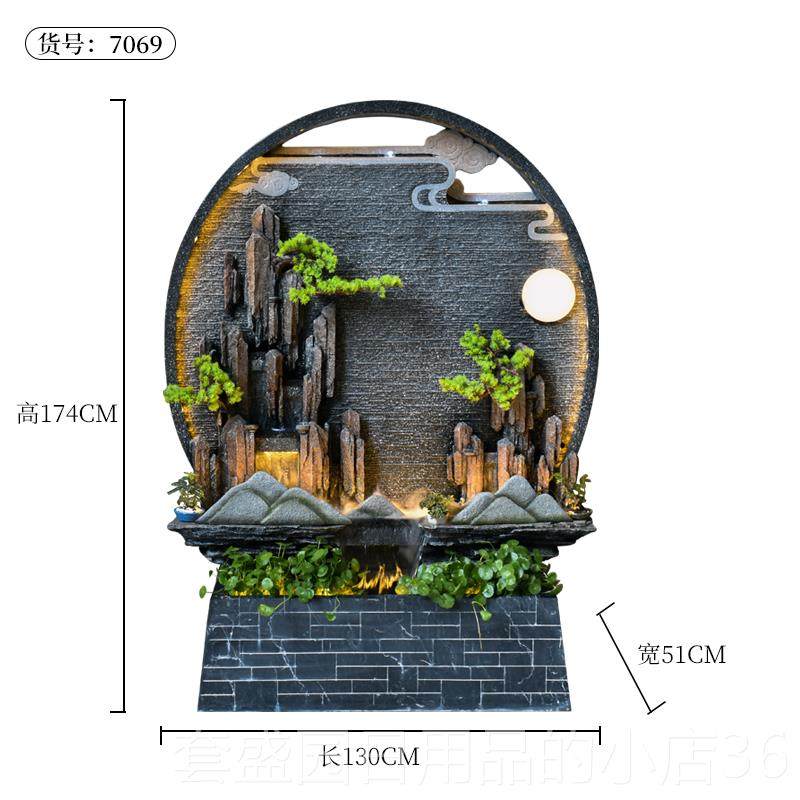 高档水幕墙流水摆件环水落景观大型山造景地假流水循屏风招财风水