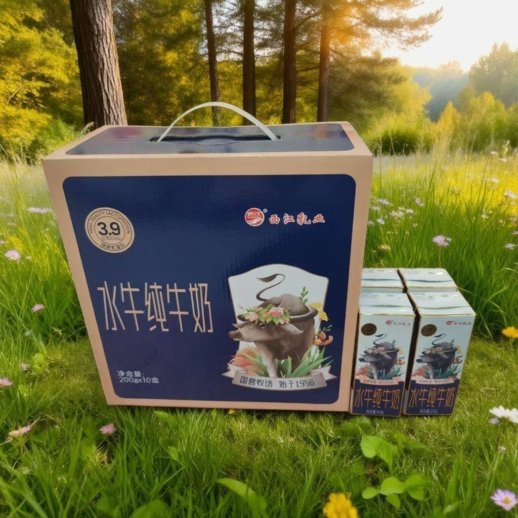广西农垦西江水牛纯牛奶3.9优质蛋白200ml*10盒礼盒装新鲜日期