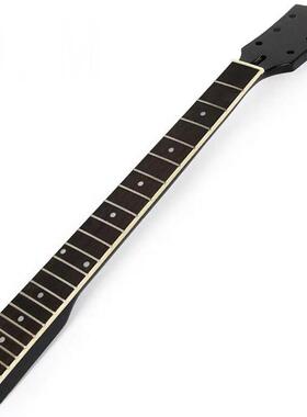 LP22品6弦柄亮光黑板色电吉他枫木琴琴颈YAJ玫瑰木指白色音点琴颈